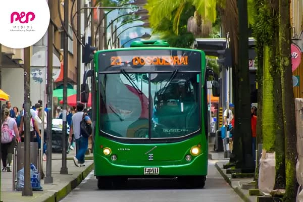 Bus de transporte público verde